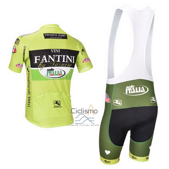 Vini Fantini Ropa Ciclismo Culotte Corto 2013 Hombre Mangas Cortas Verde y Negro